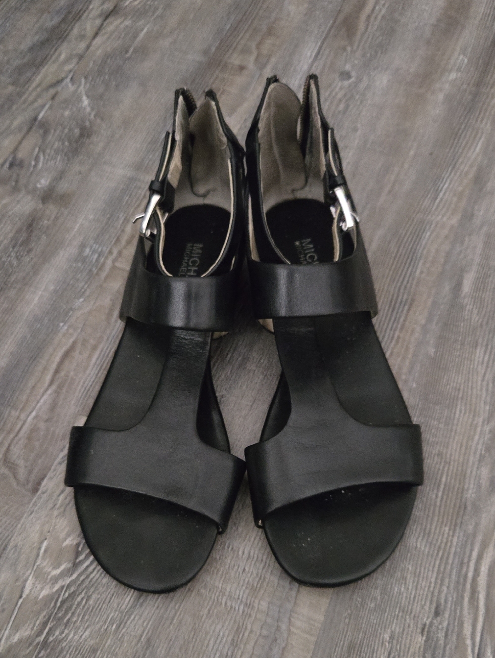 MICHAEL Michael Kors Black Leather Strap Sandals